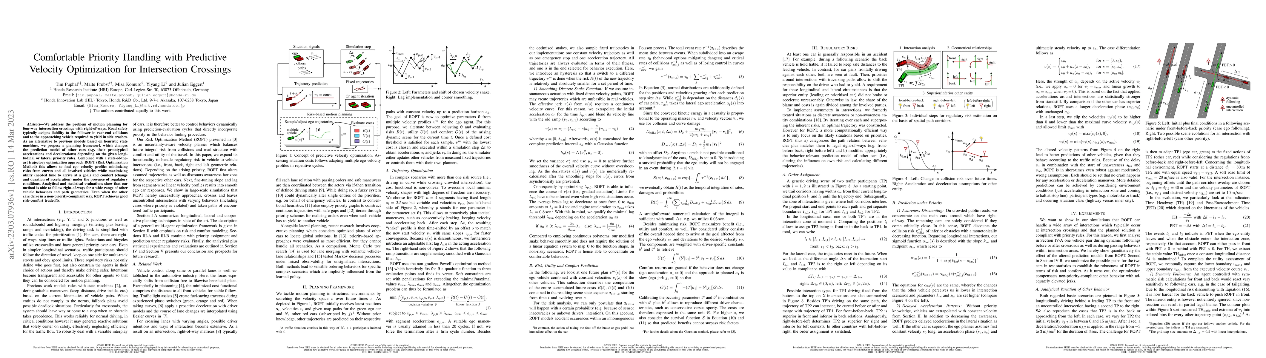 Thumbnail for Comfortable Priority Handling with Predictive Velocity Optimization for
  Intersection Crossings