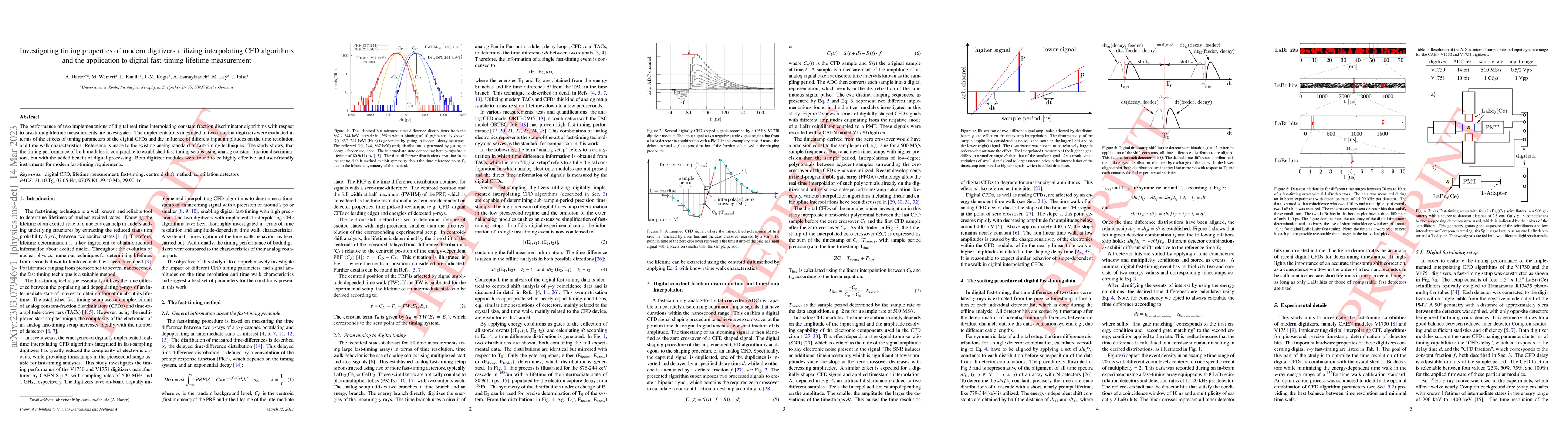 Thumbnail for Investigating timing properties of modern digitizers utilizing
  interpolating CFD algorithms and the application to digital fast-timing
  lifetime measurement