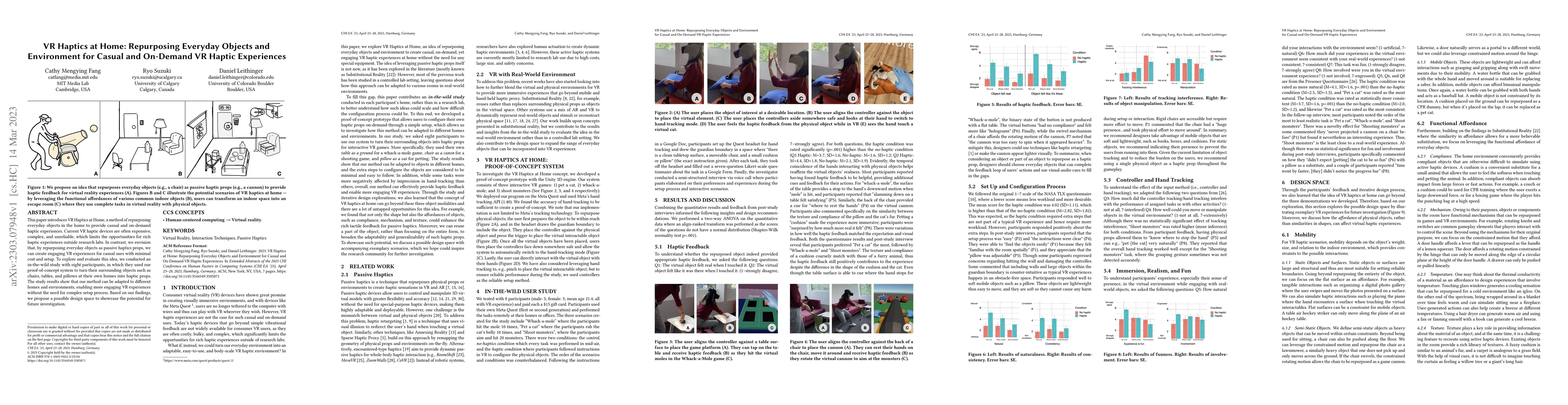 Thumbnail for VR Haptics at Home: Repurposing Everyday Objects and Environment for
  Casual and On-Demand VR Haptic Experiences
