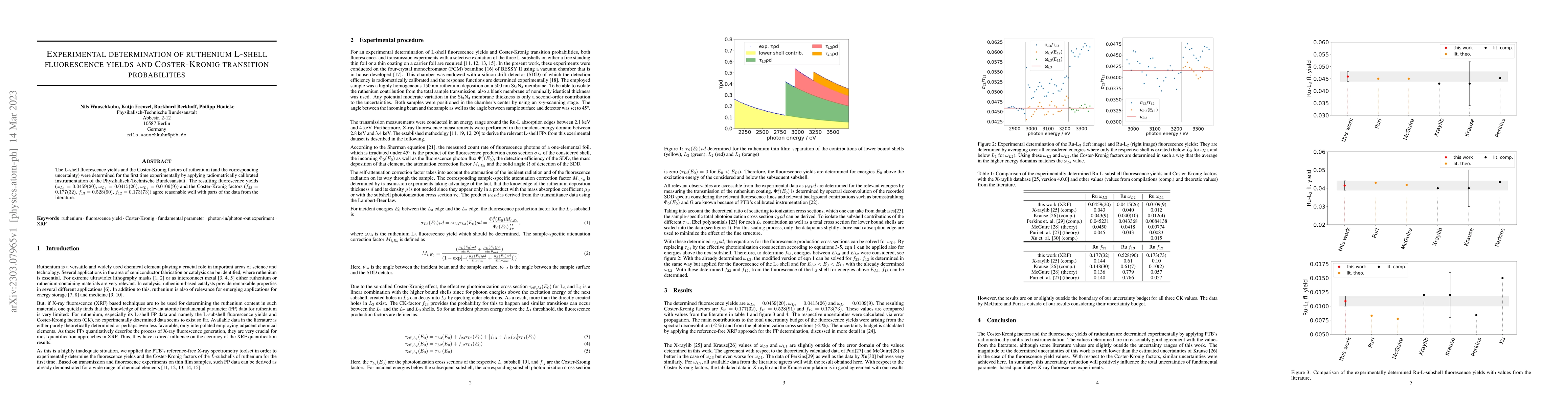 Thumbnail for Experimental determination of ruthenium L-shell fluorescence yields and
  Coster-Kronig transition probabilities
