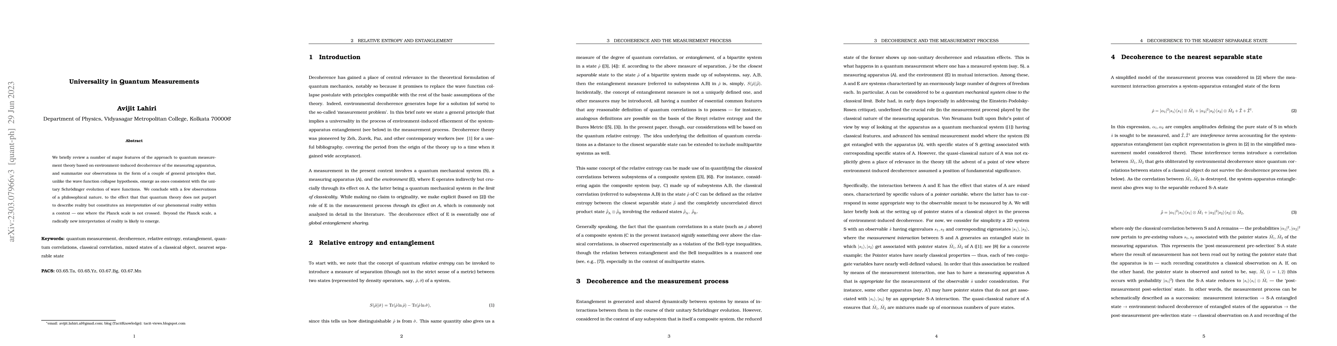 Thumbnail for Universality in Quantum Measurements