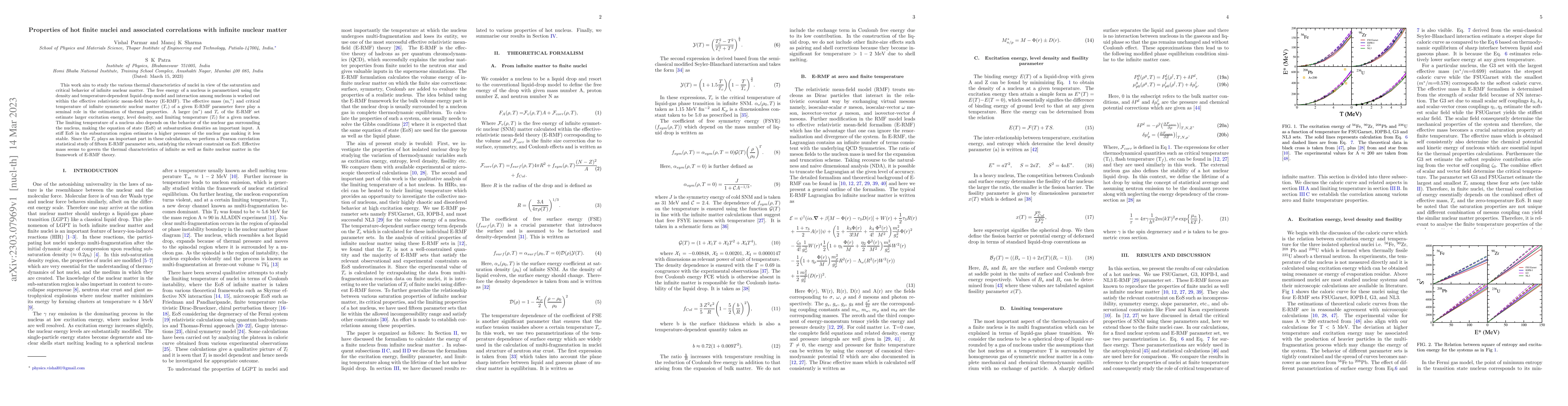 Thumbnail for Properties of hot finite nuclei and associated correlations with
  infinite nuclear matter