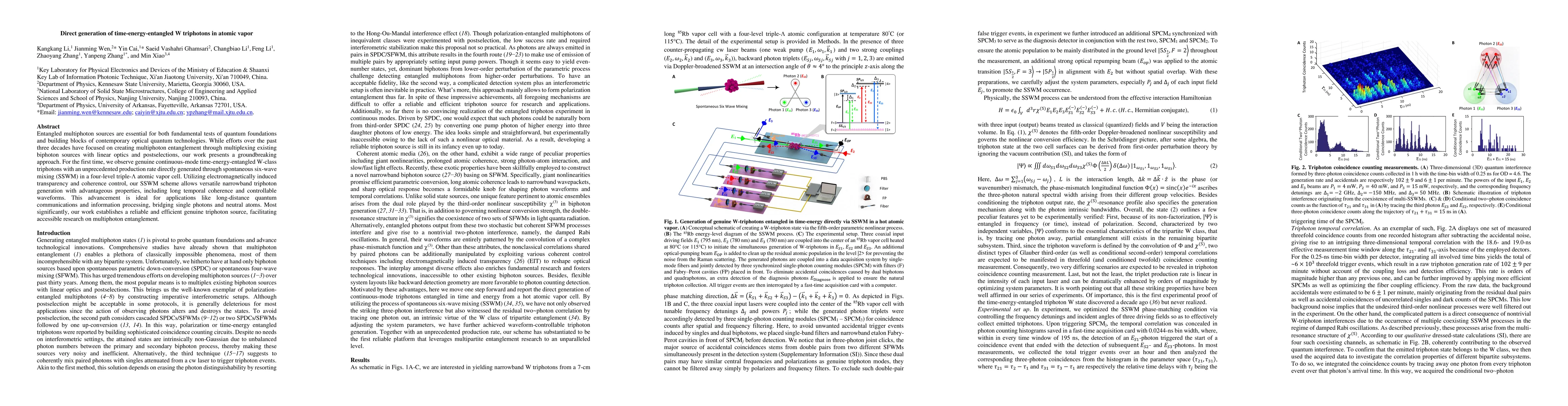 Thumbnail for Direct generation of time-energy-entangled W triphotons in atomic vapor