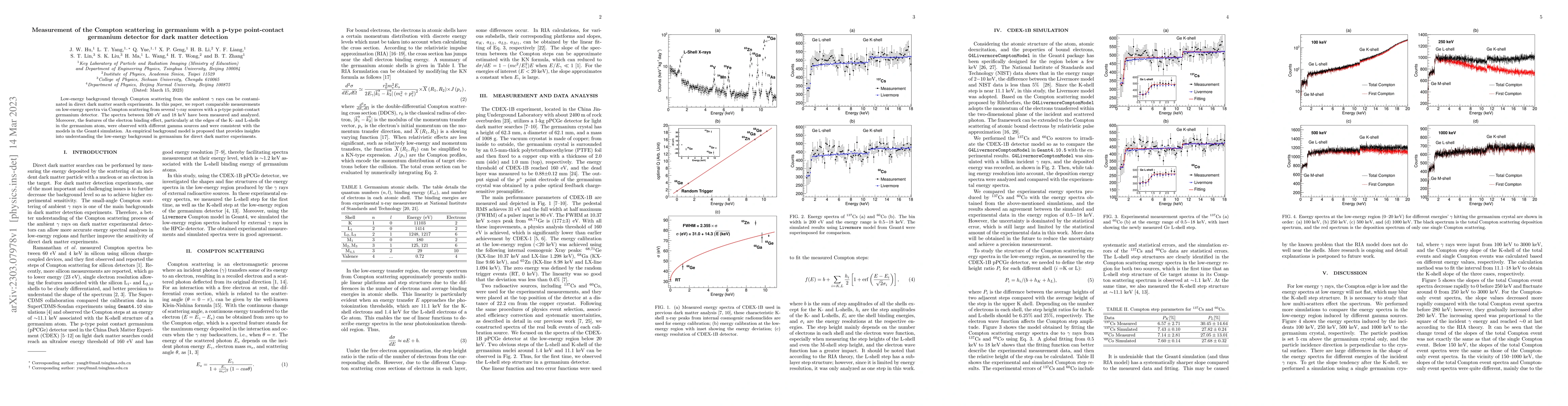 Thumbnail for Measurement of the Compton scattering in germanium with a p-type
  point-contact germanium detector for dark matter detection