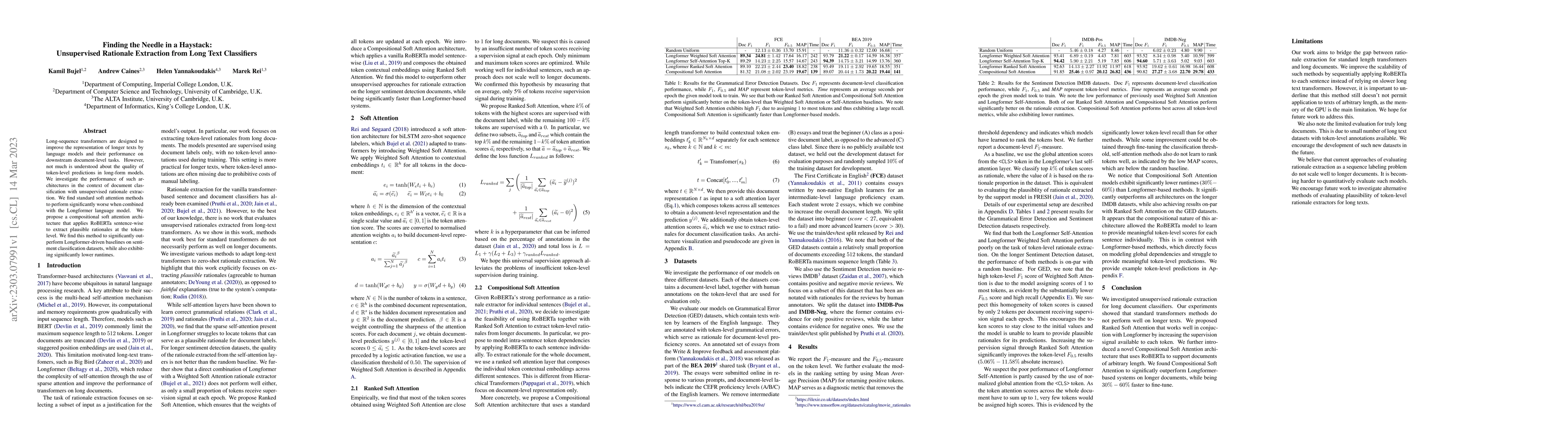 Thumbnail for Finding the Needle in a Haystack: Unsupervised Rationale Extraction from
  Long Text Classifiers