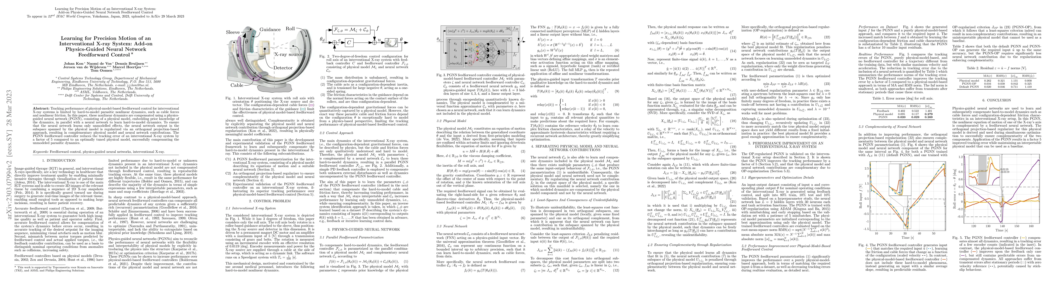 Thumbnail for Learning for Precision Motion of an Interventional X-ray System: Add-on
  Physics-Guided Neural Network Feedforward Control