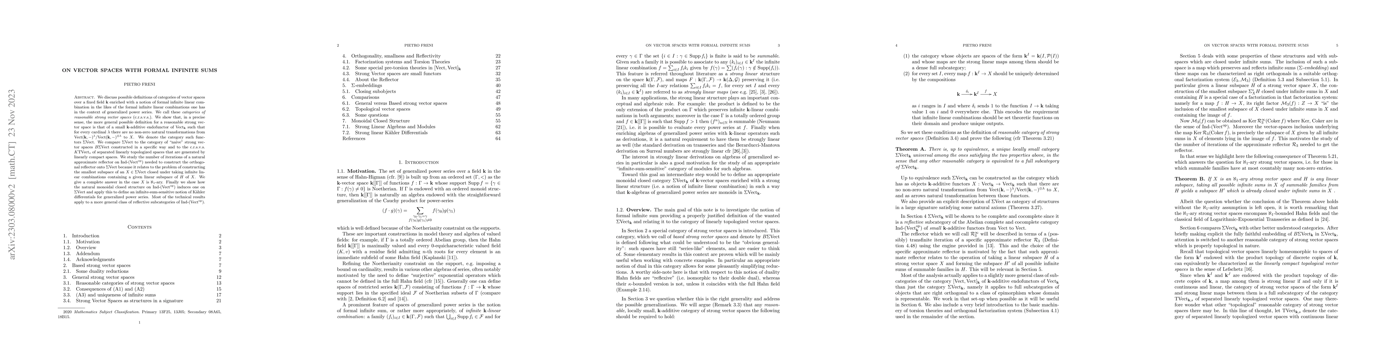 Thumbnail for On Vector Spaces with Formal Infinite Sums