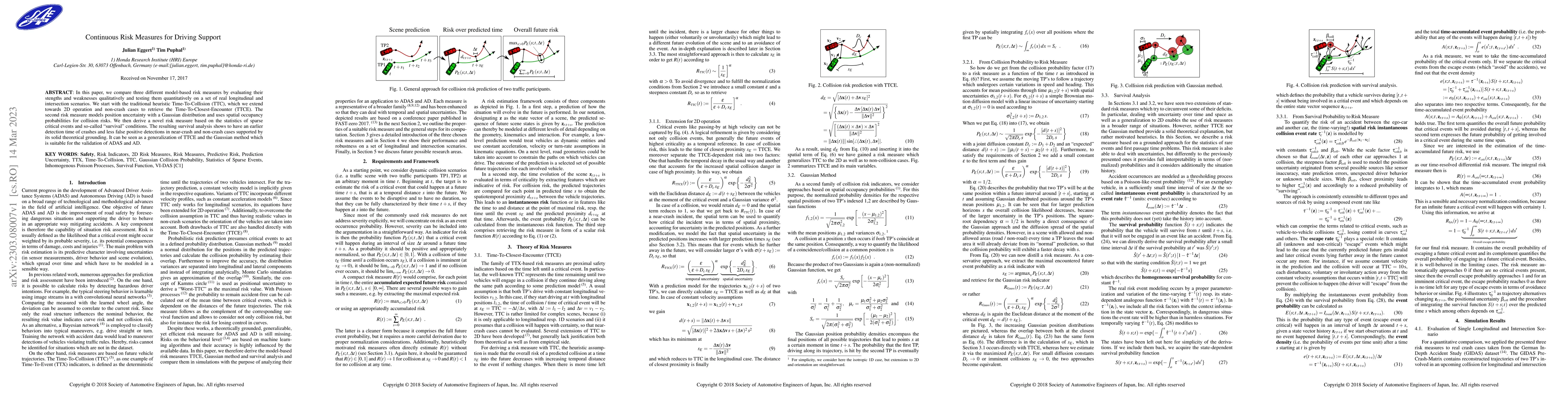 Thumbnail for Continuous Risk Measures for Driving Support