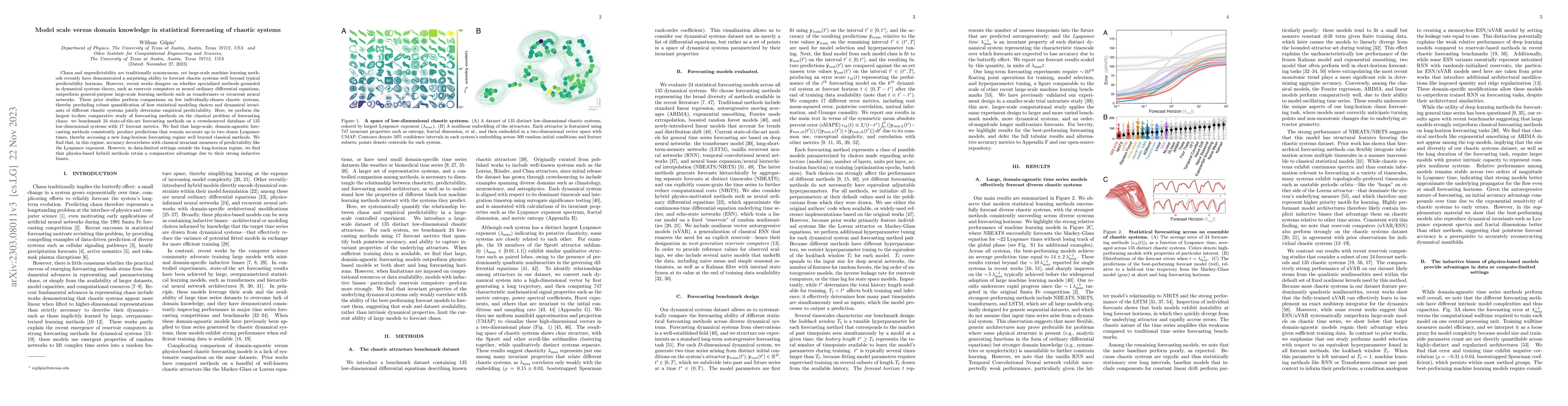 Thumbnail for Model scale versus domain knowledge in statistical forecasting of
  chaotic systems