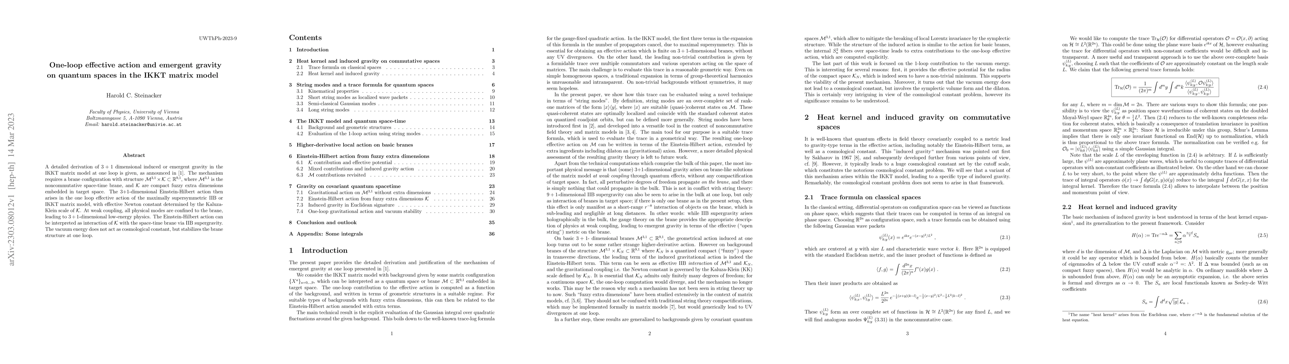 Thumbnail for One-loop effective action and emergent gravity on quantum spaces in the
  IKKT matrix model