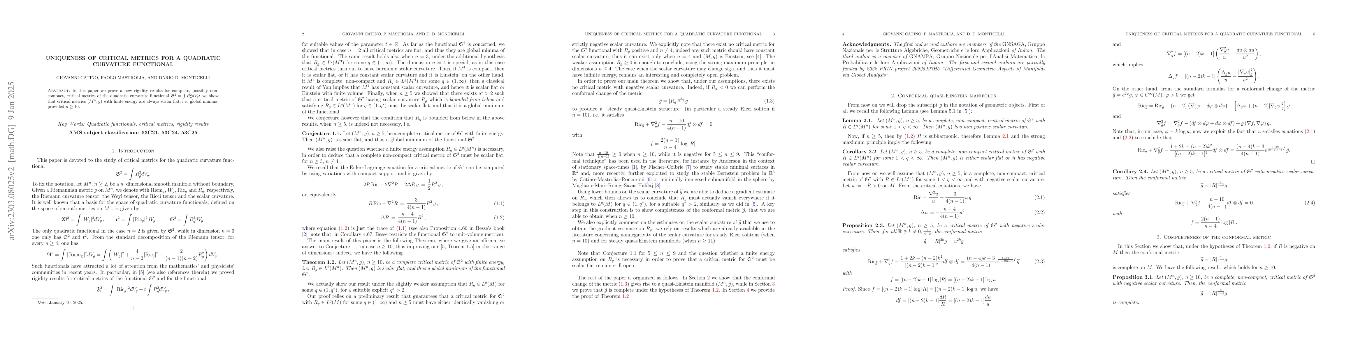 Thumbnail for Uniqueness of critical metrics for a quadratic curvature functional