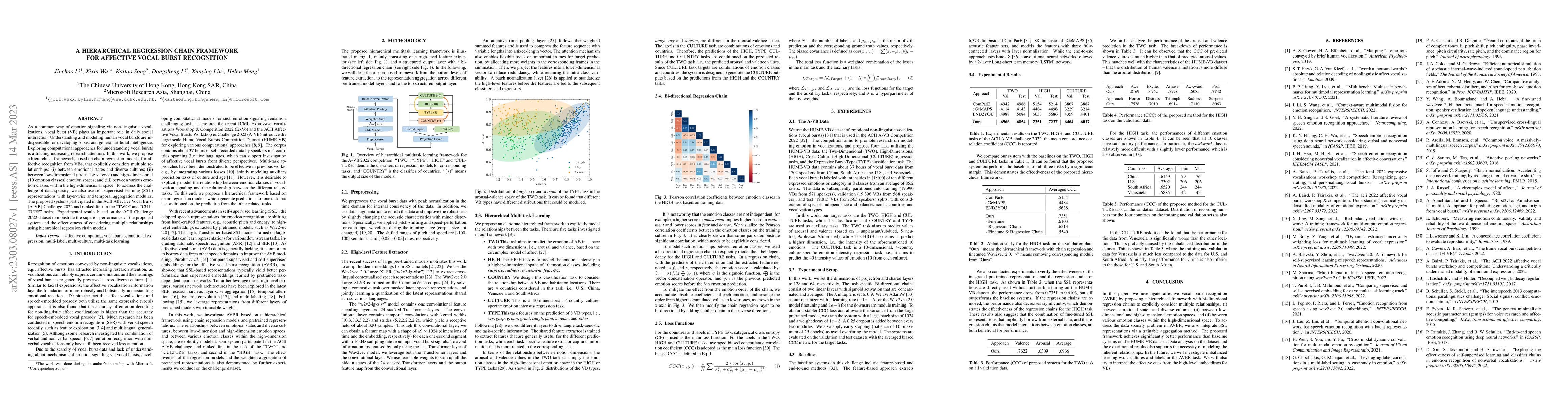 Thumbnail for A Hierarchical Regression Chain Framework for Affective Vocal Burst
  Recognition