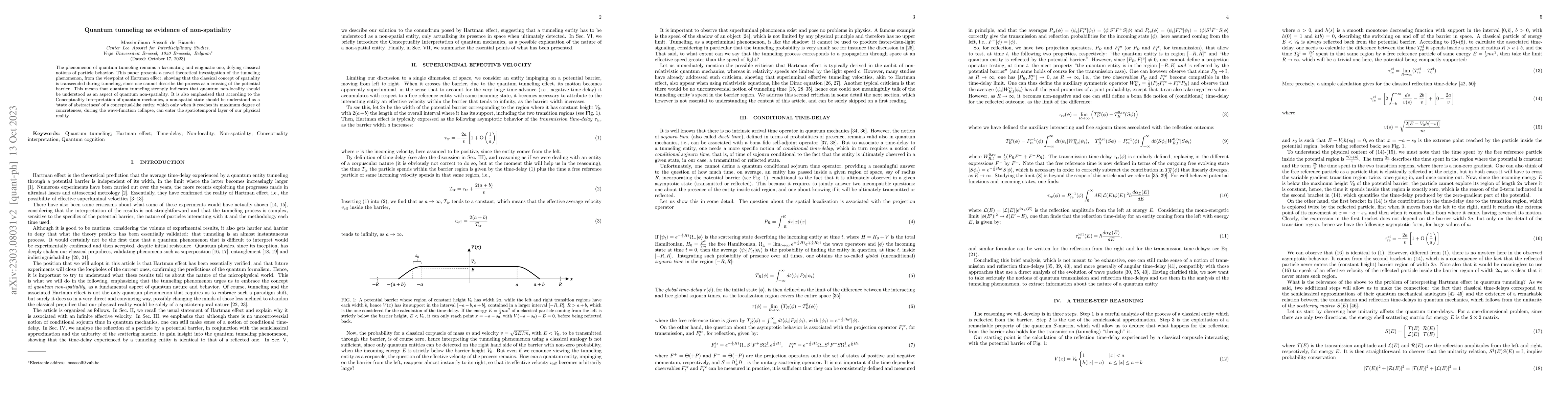 Thumbnail for Quantum tunneling as evidence of non-spatiality