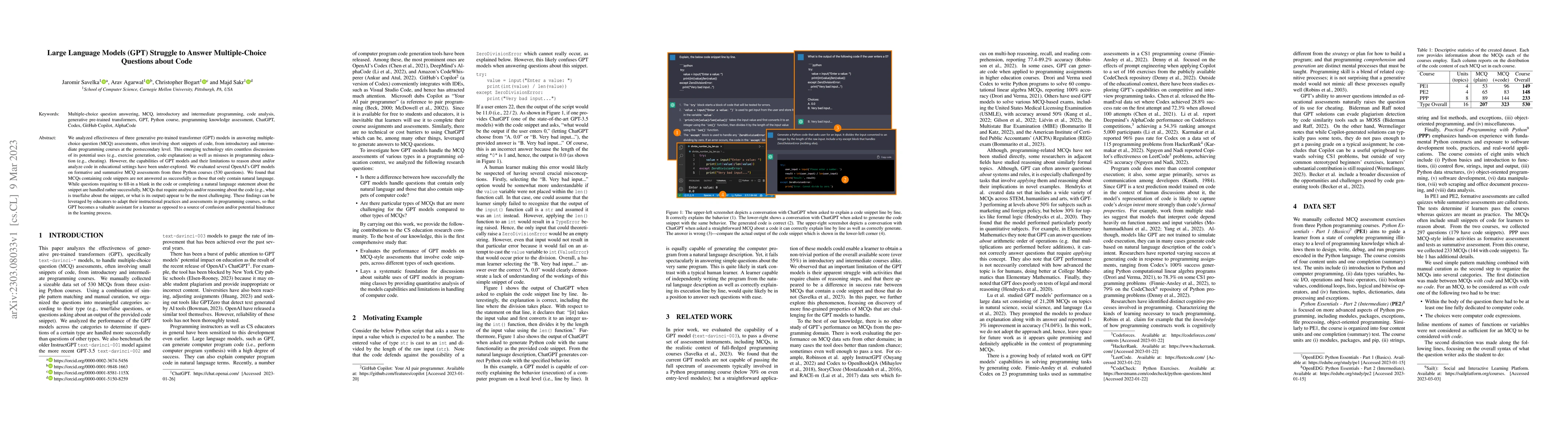 Thumbnail for Large Language Models (GPT) Struggle to Answer Multiple-Choice Questions
  about Code
