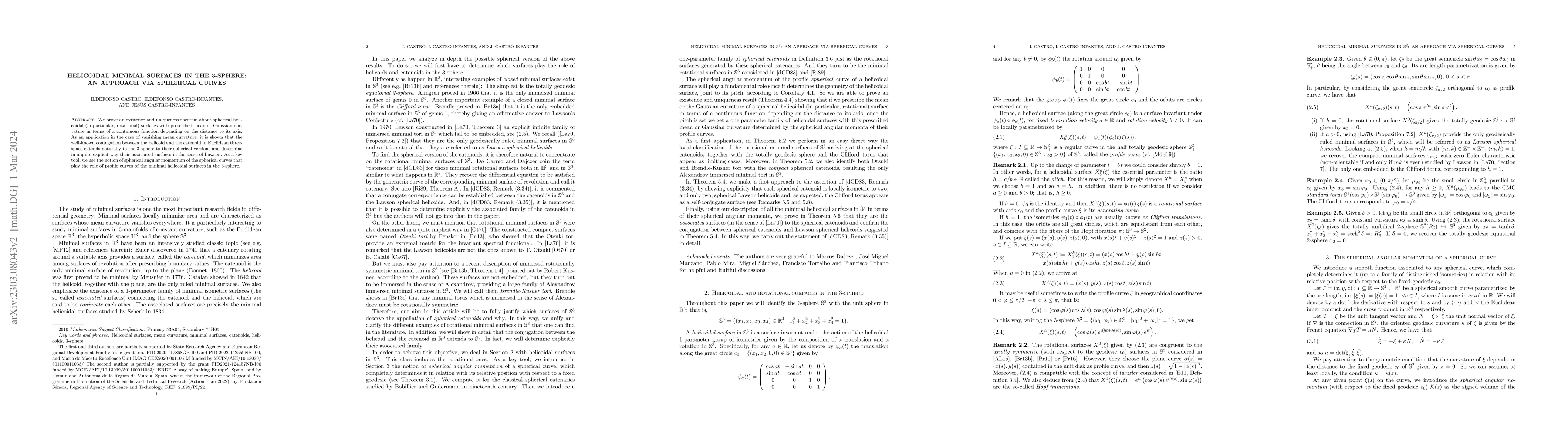 Thumbnail for Helicoidal minimal surfaces in the 3-sphere: An approach via spherical
  curves