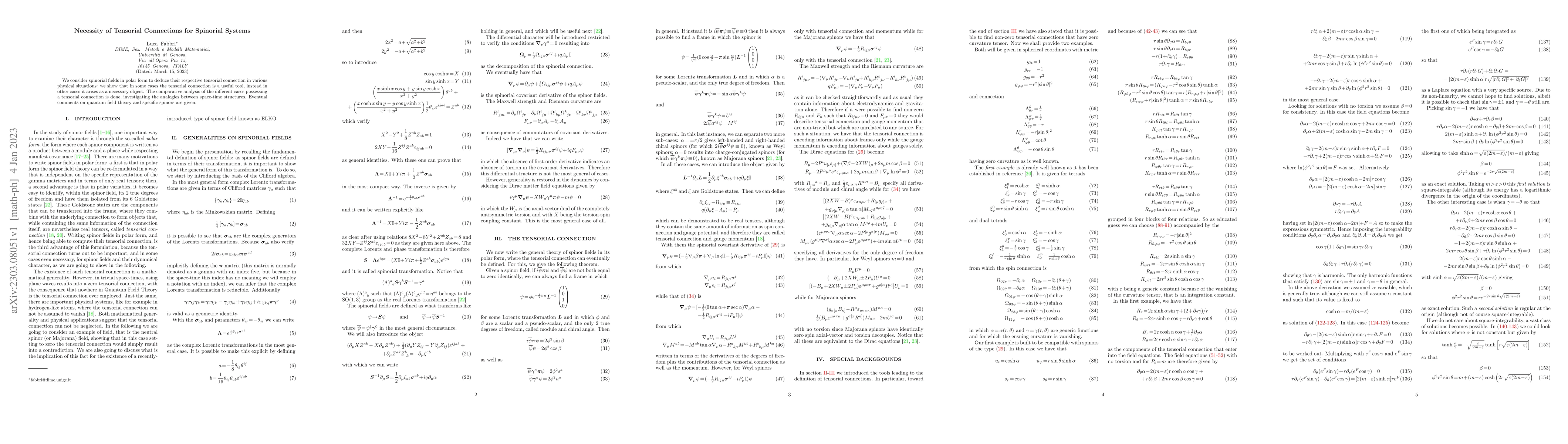 Thumbnail for Necessity of Tensorial Connections for Spinorial Systems