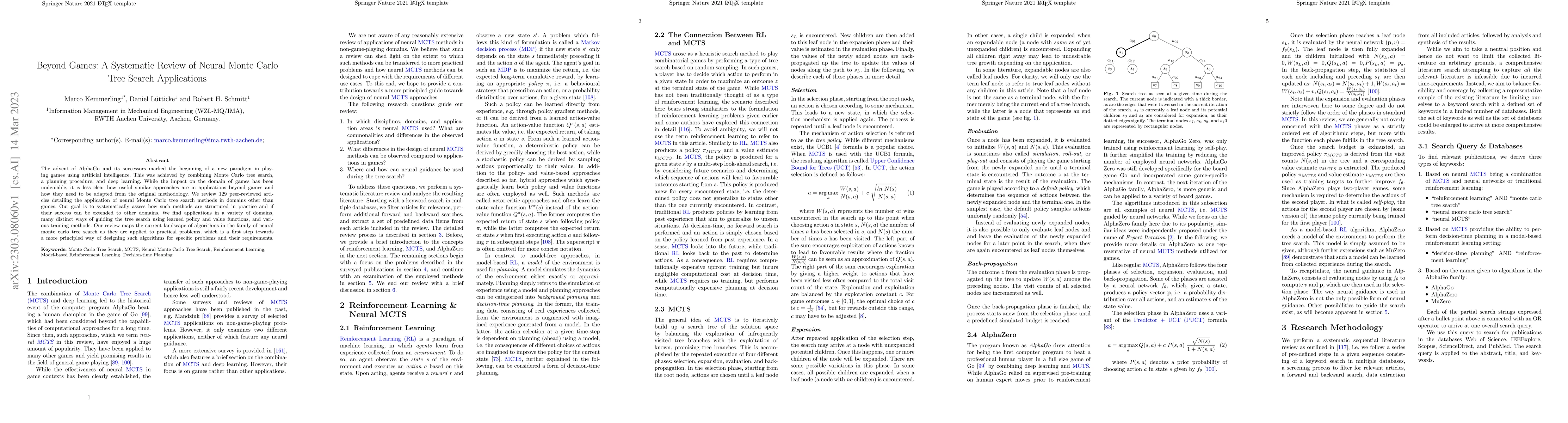 Thumbnail for Beyond Games: A Systematic Review of Neural Monte Carlo Tree Search
  Applications