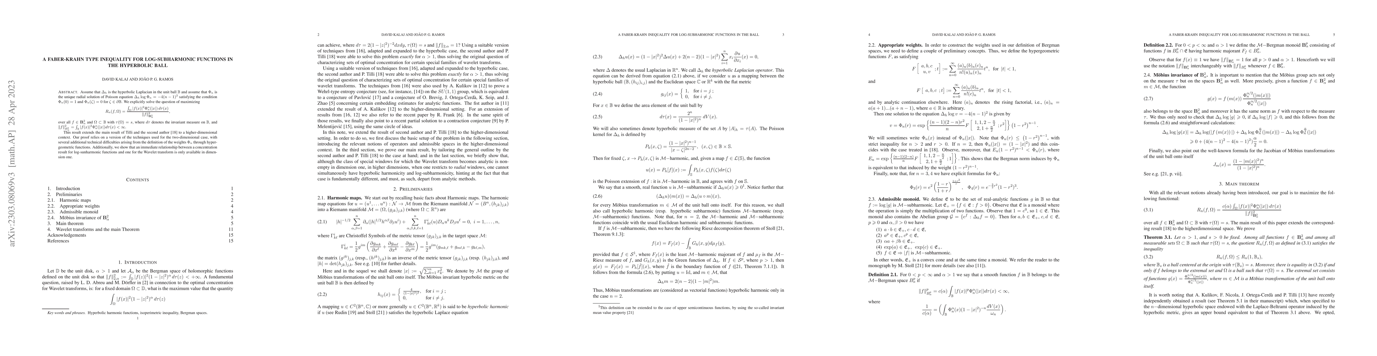 Thumbnail for A Faber-Krahn type inequality for log-subharmonic functions in the
  hyperbolic ball