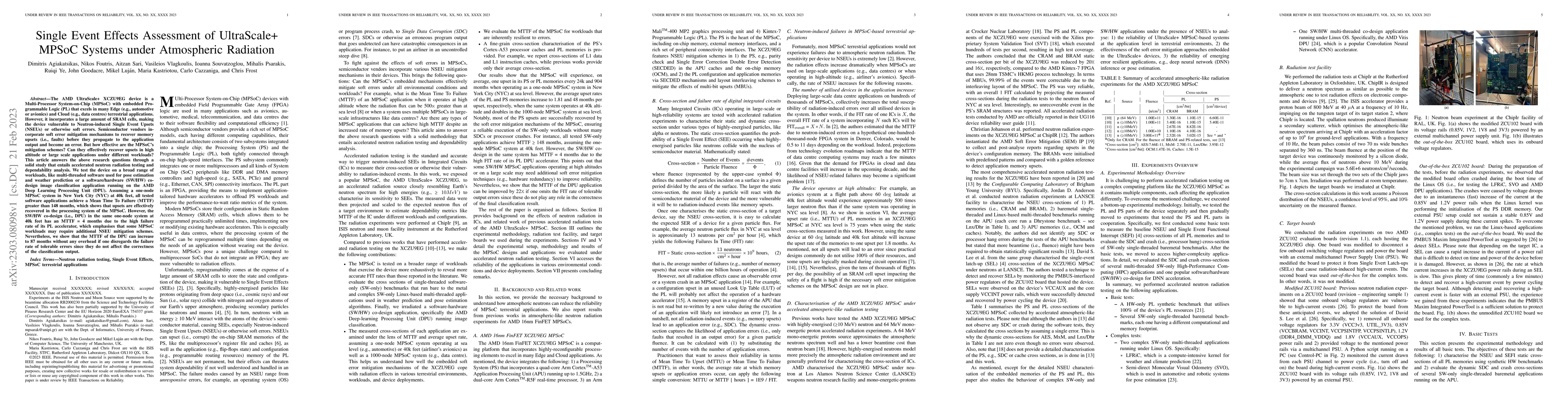 Thumbnail for Single Event Effects Assessment of UltraScale+ MPSoC Systems under
  Atmospheric Radiation