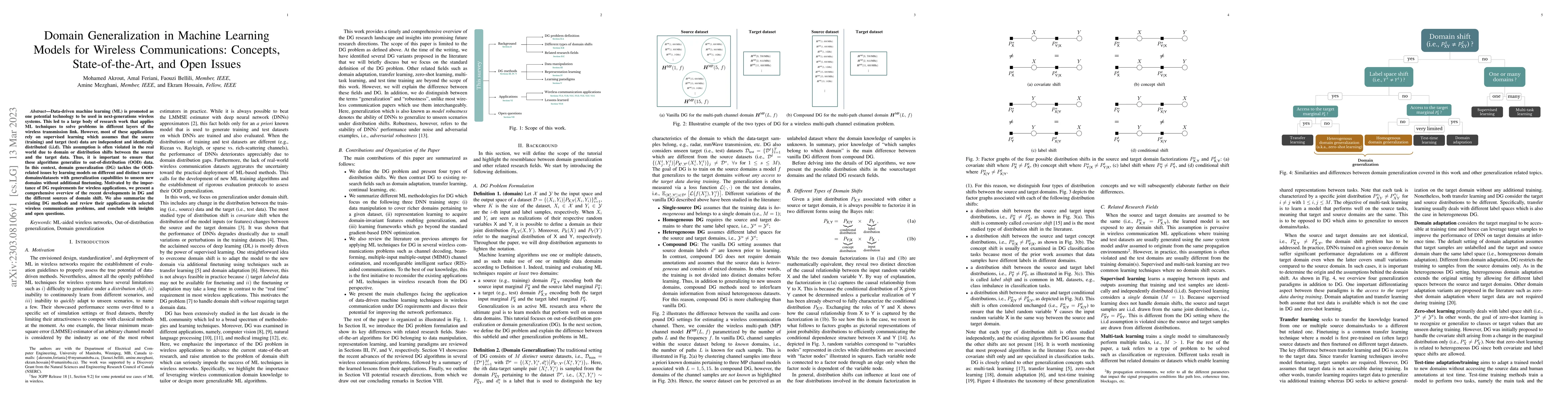 Thumbnail for Domain Generalization in Machine Learning Models for Wireless
  Communications: Concepts, State-of-the-Art, and Open Issues