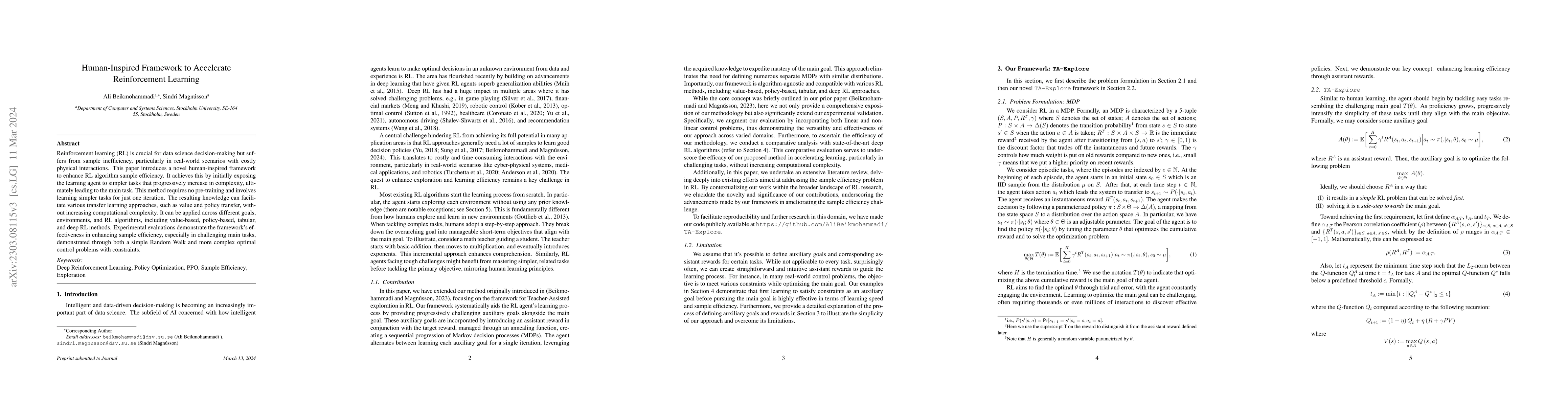 Thumbnail for Human-Inspired Framework to Accelerate Reinforcement Learning