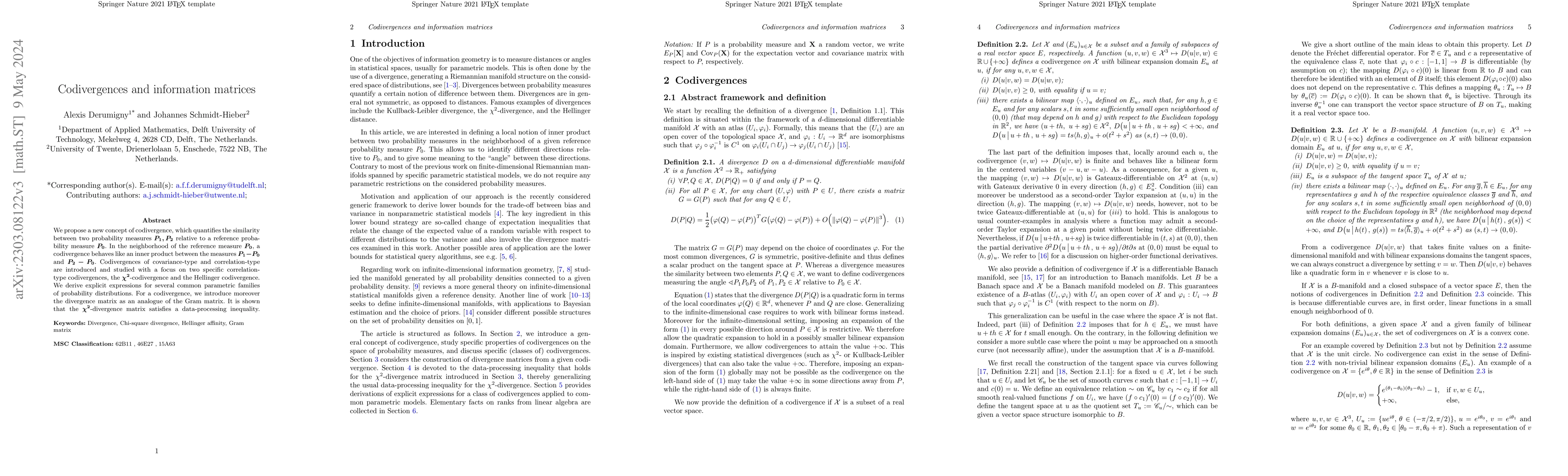 Thumbnail for Codivergences and information matrices