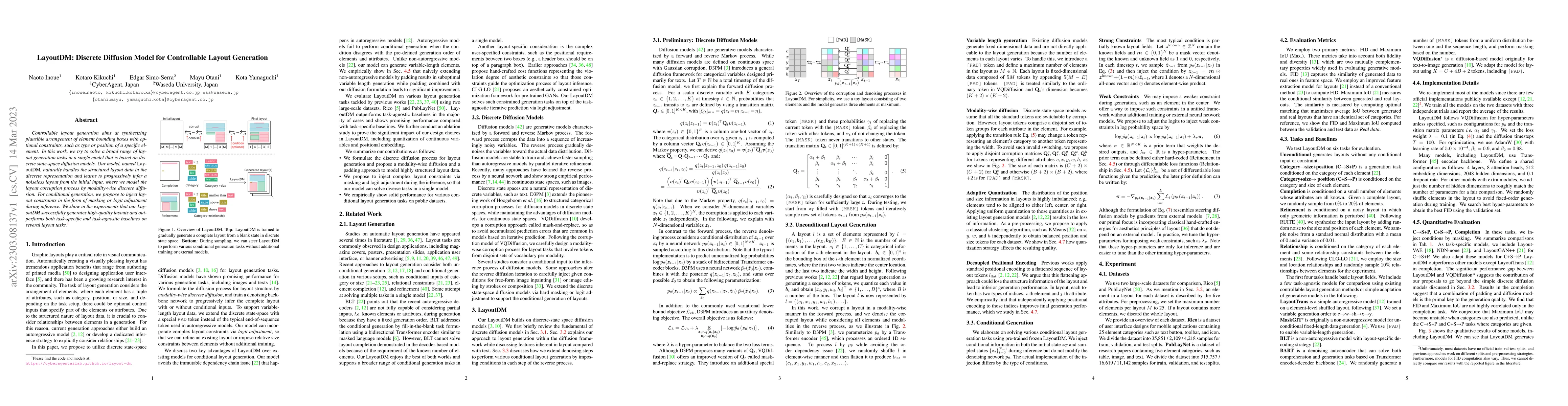 Thumbnail for LayoutDM: Discrete Diffusion Model for Controllable Layout Generation