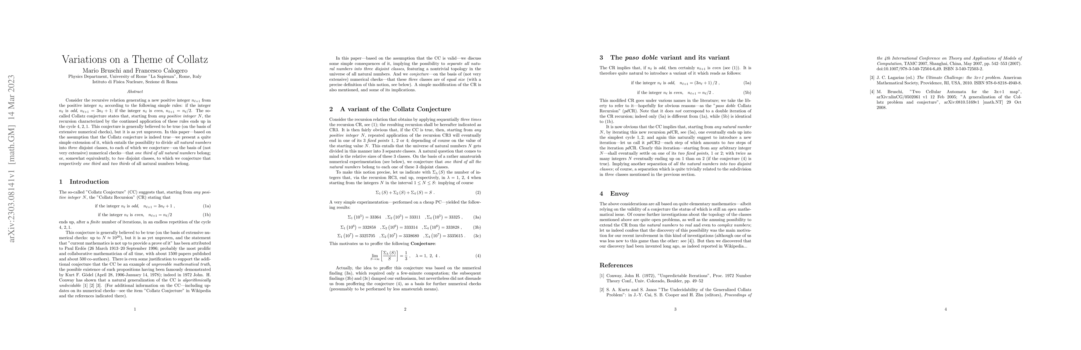 Thumbnail for Variations on a Theme of Collatz