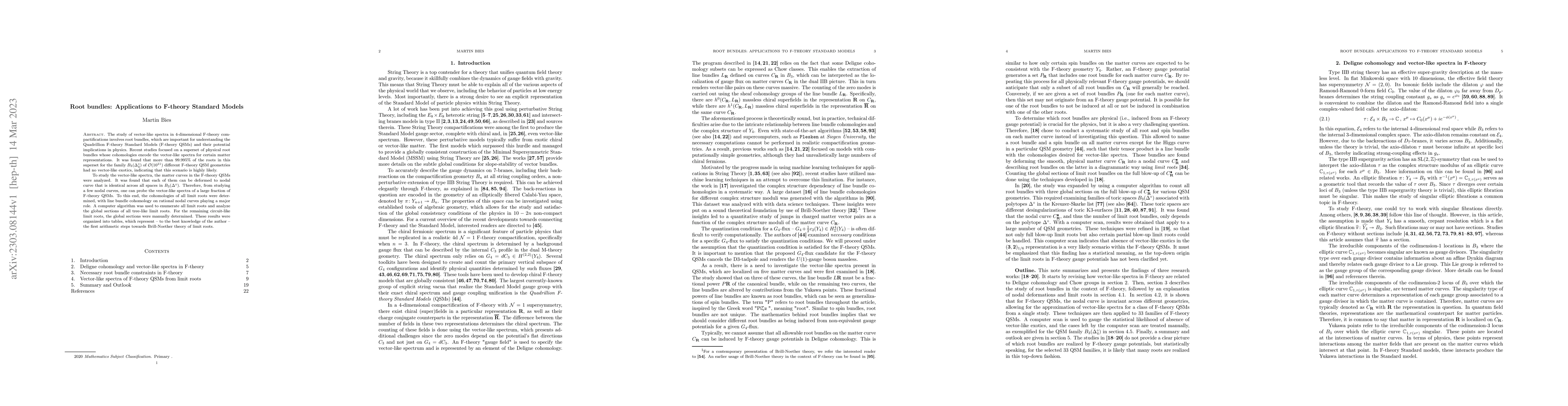 Thumbnail for Root bundles: Applications to F-theory Standard Models