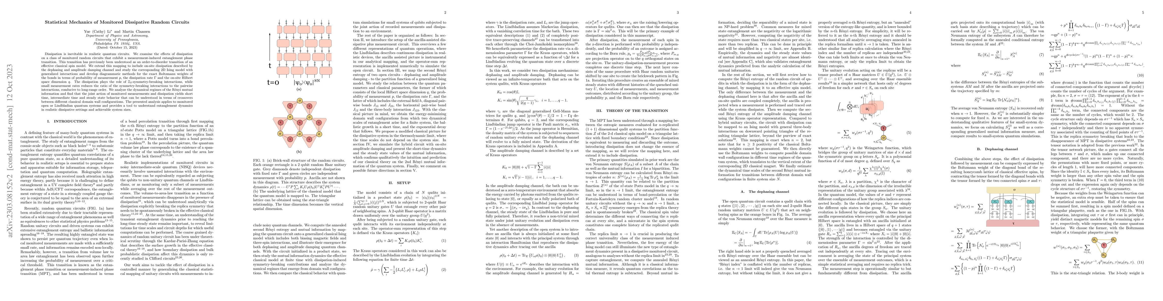 Thumbnail for Statistical Mechanics of Monitored Dissipative Random Circuits