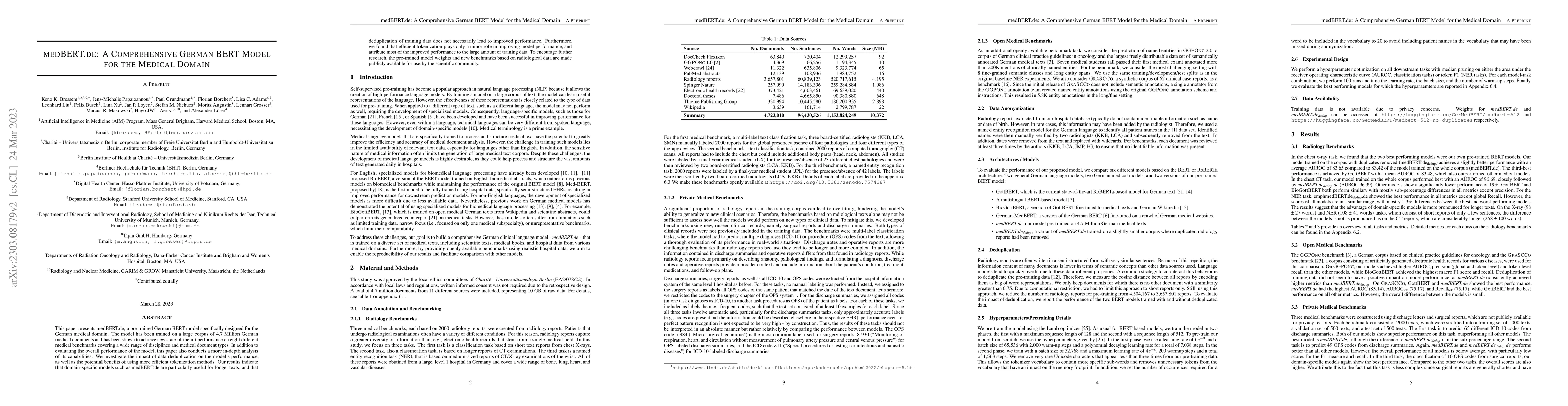 Thumbnail for MEDBERT.de: A Comprehensive German BERT Model for the Medical Domain