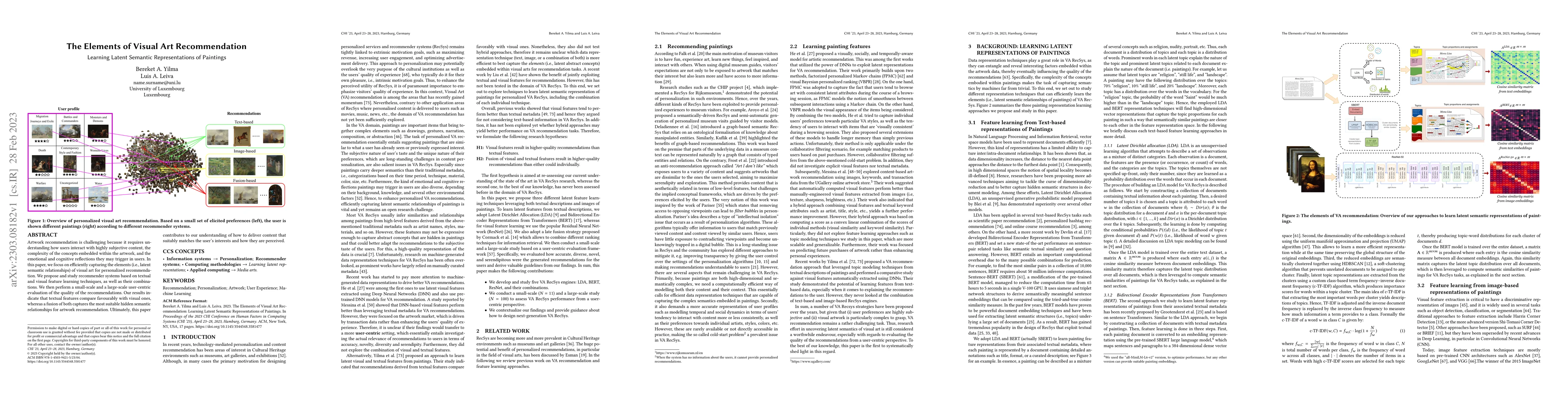 Thumbnail for The Elements of Visual Art Recommendation: Learning Latent Semantic
  Representations of Paintings