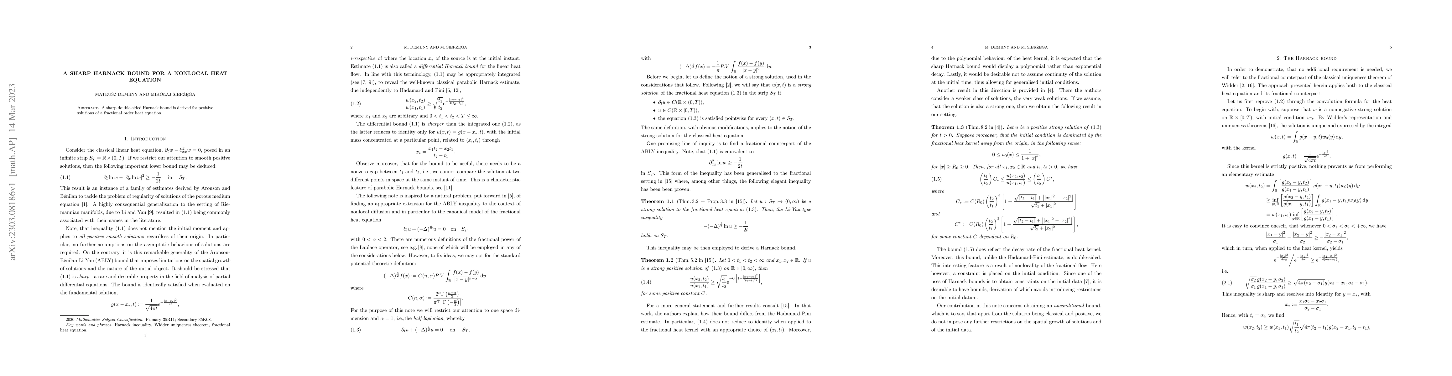Thumbnail for A sharp Harnack bound for a nonlocal heat equation