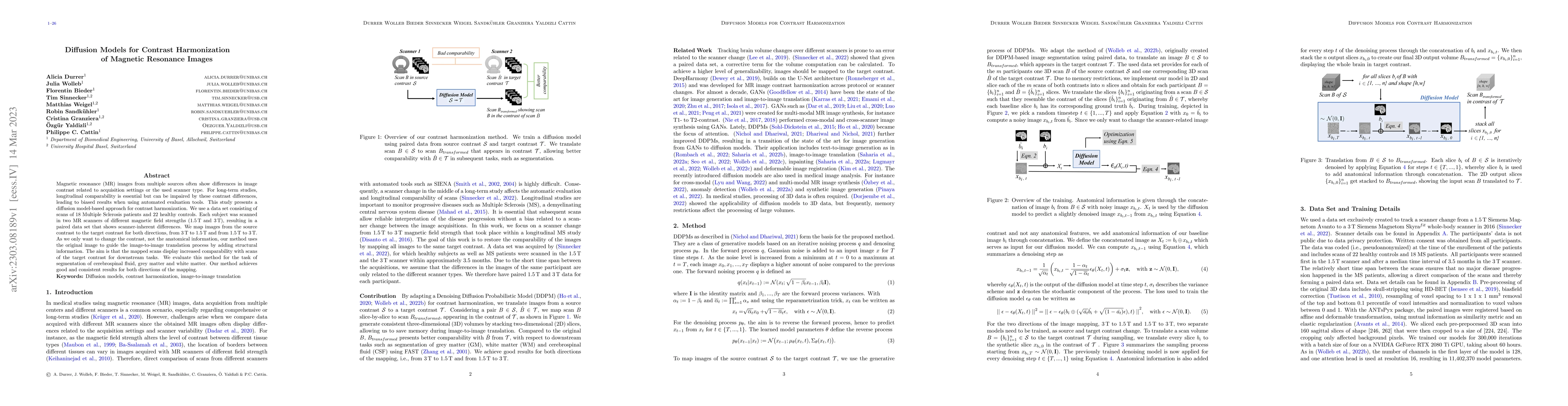 Thumbnail for Diffusion Models for Contrast Harmonization of Magnetic Resonance Images