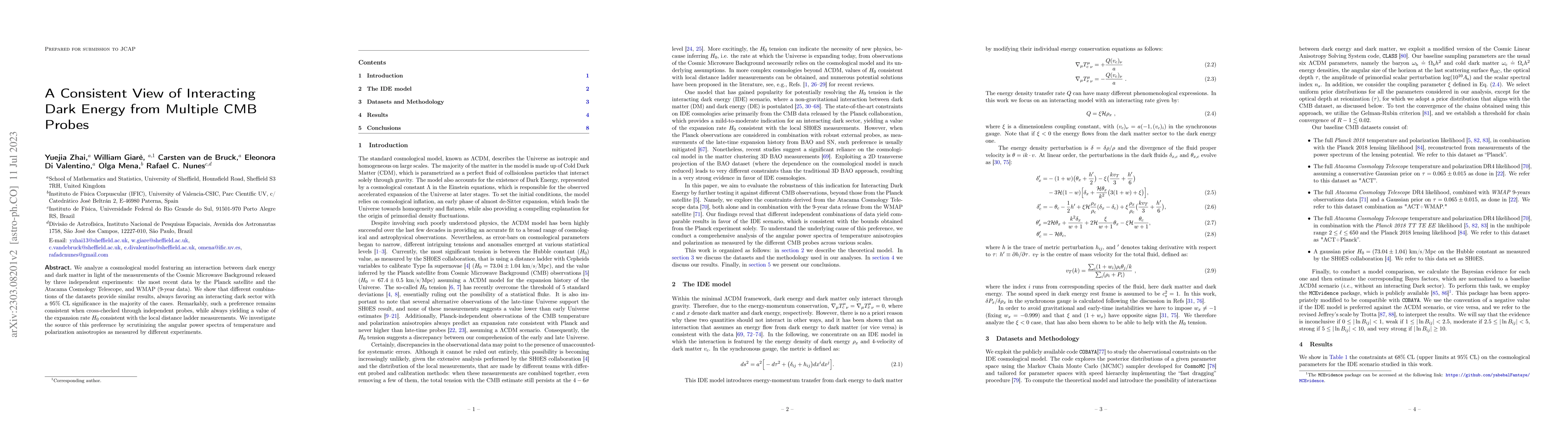 Thumbnail for A Consistent View of Interacting Dark Energy from Multiple CMB Probes