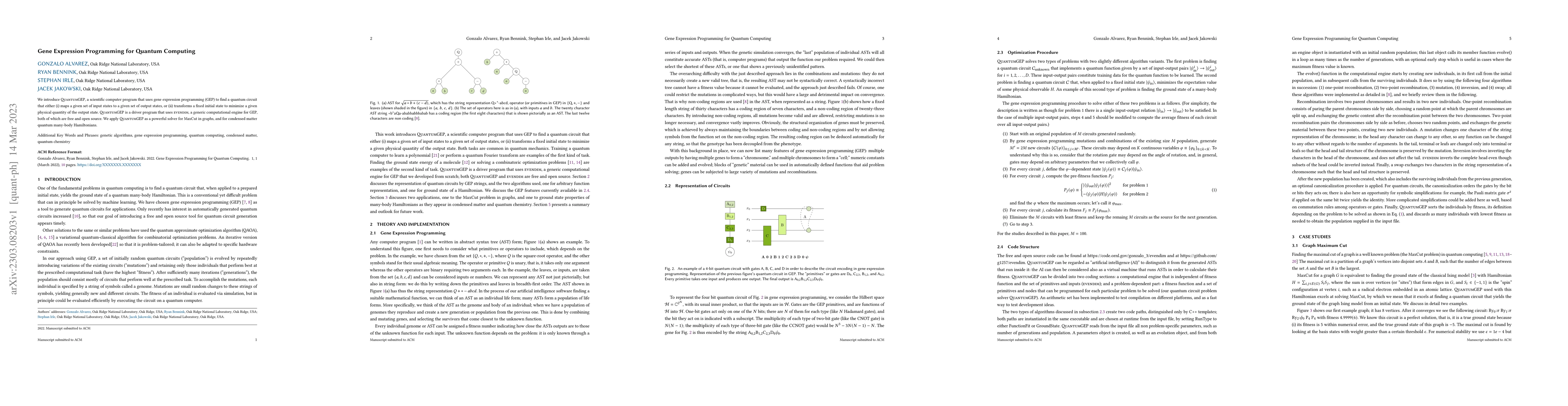 Thumbnail for Gene Expression Programming for Quantum Computing