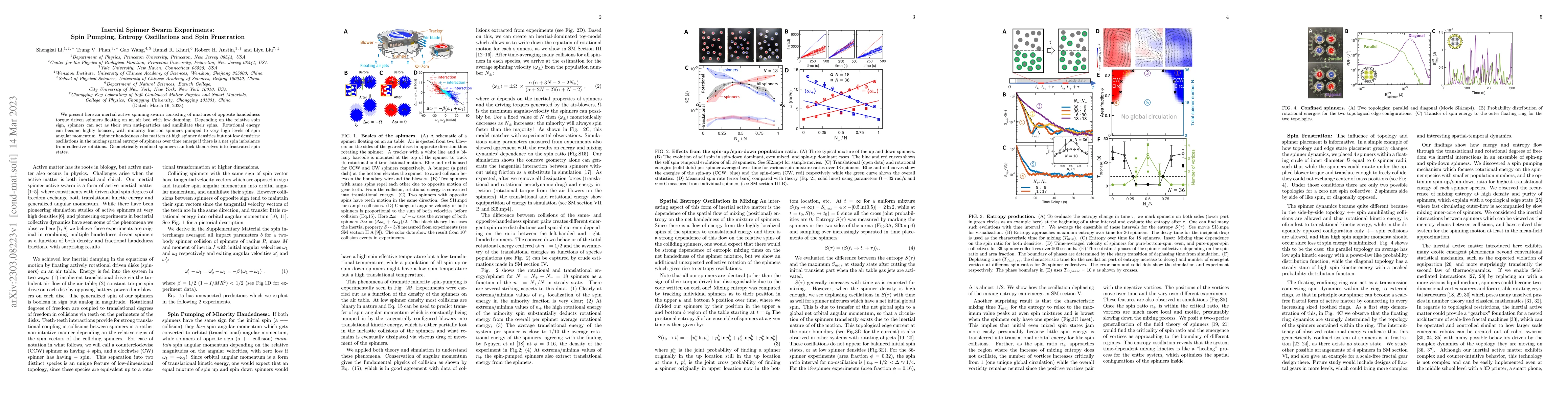 Thumbnail for Inertial Spinner Swarm Experiments: Spin Pumping, Entropy Oscillations
  and Spin Frustration
