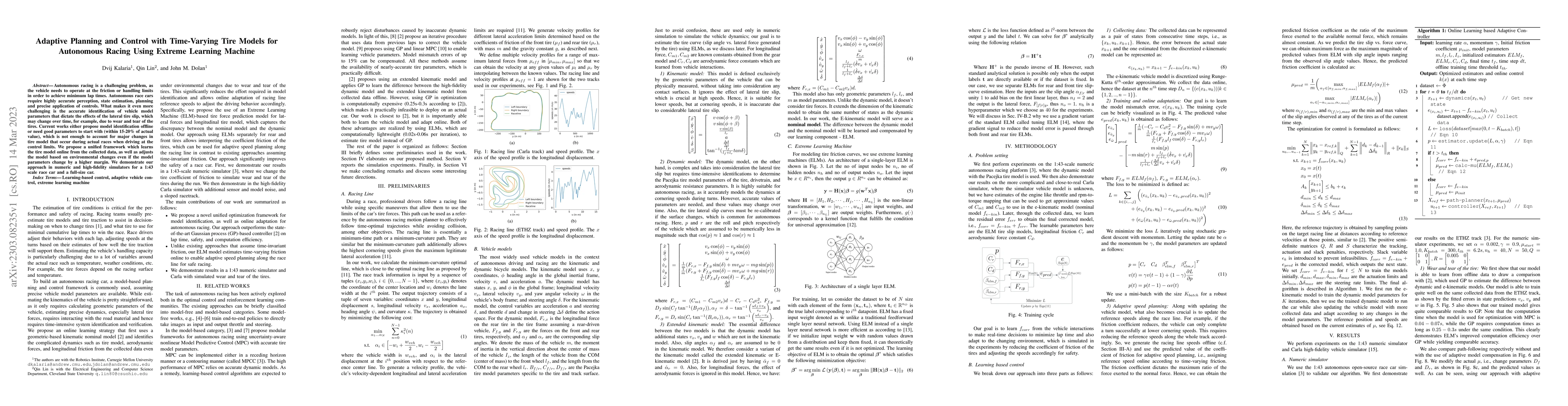 Thumbnail for Adaptive Planning and Control with Time-Varying Tire Models for
  Autonomous Racing Using Extreme Learning Machine