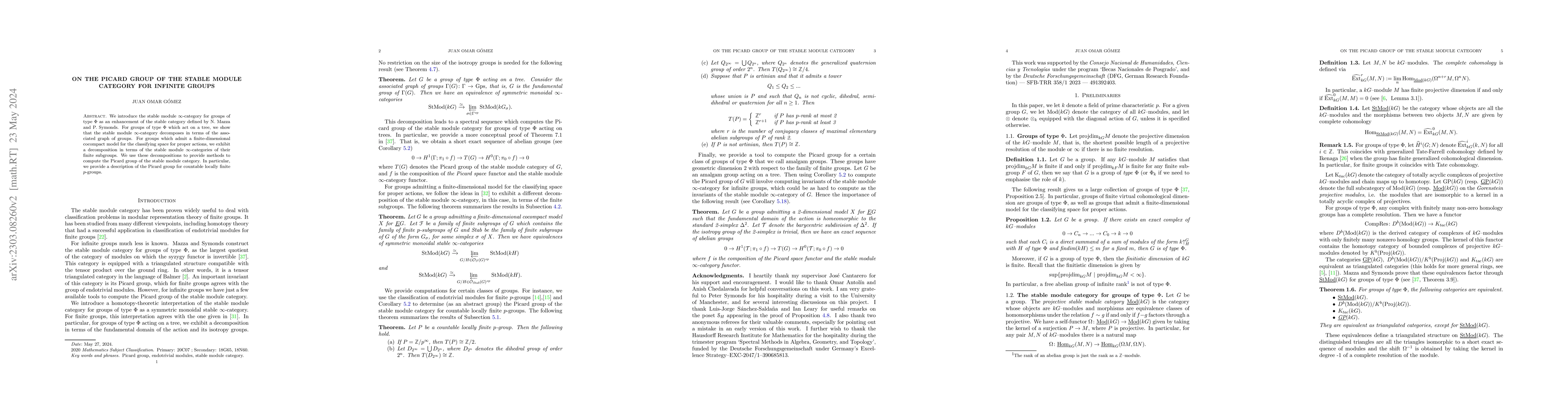 Thumbnail for On the Picard group of the stable module category for infinite groups