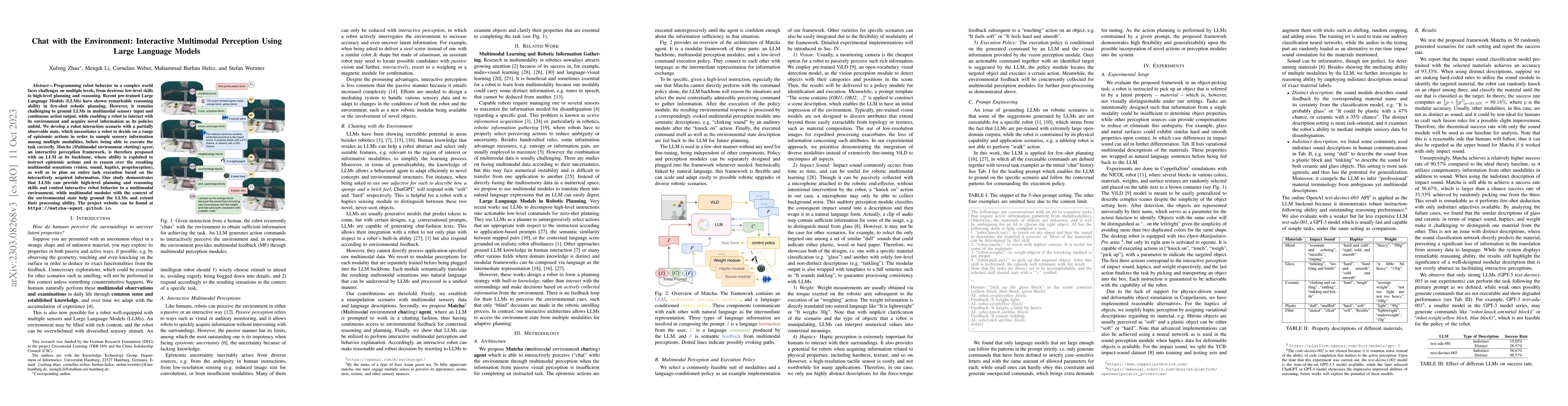 Thumbnail for Chat with the Environment: Interactive Multimodal Perception Using Large
  Language Models