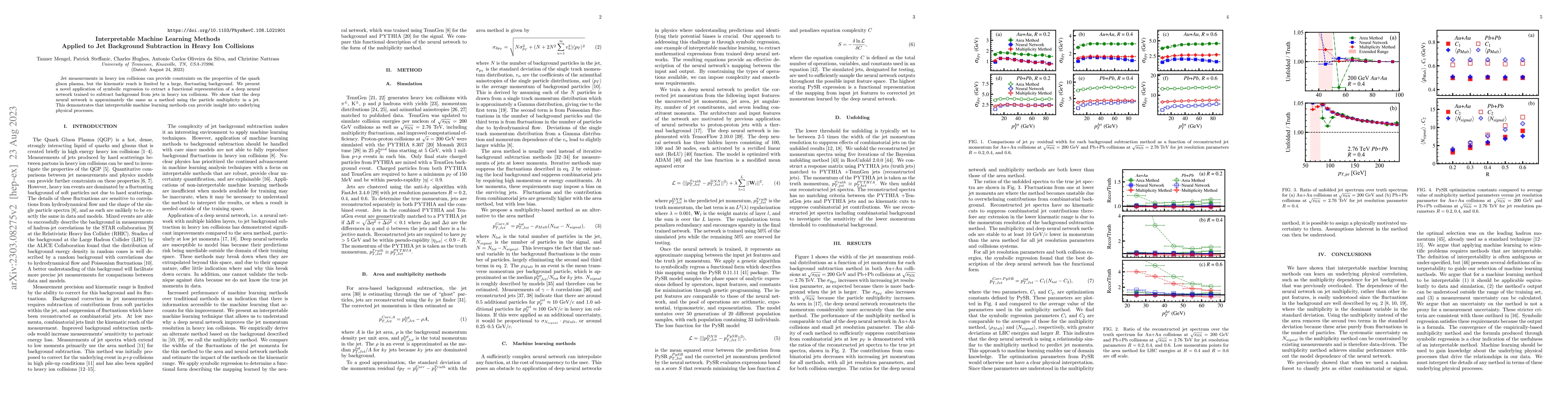 Thumbnail for Interpretable Machine Learning Methods Applied to Jet Background
  Subtraction in Heavy Ion Collisions