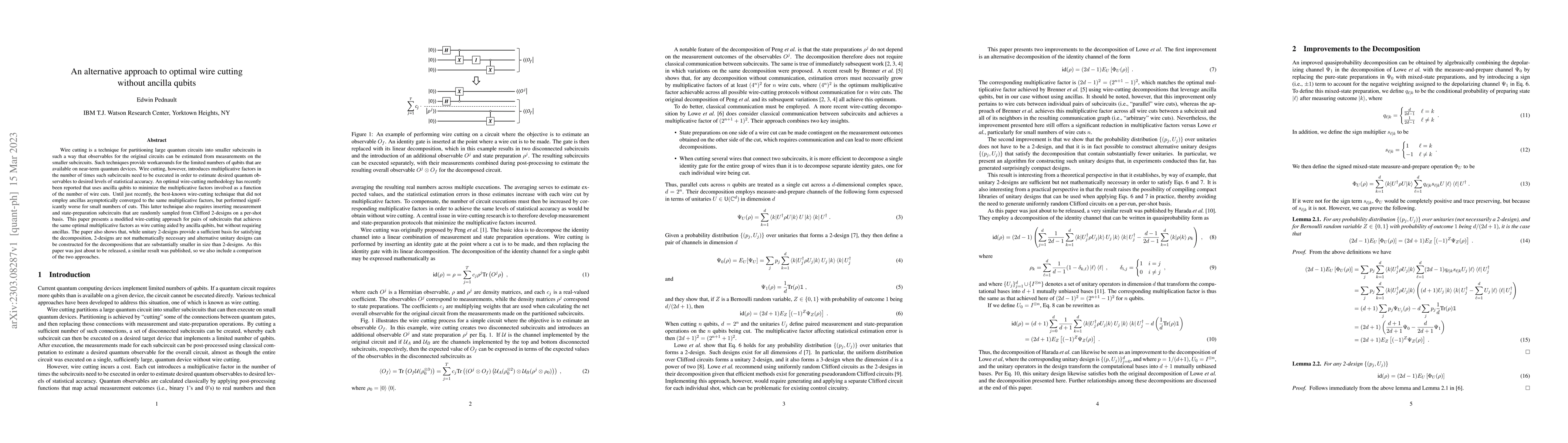 Thumbnail for An alternative approach to optimal wire cutting without ancilla qubits