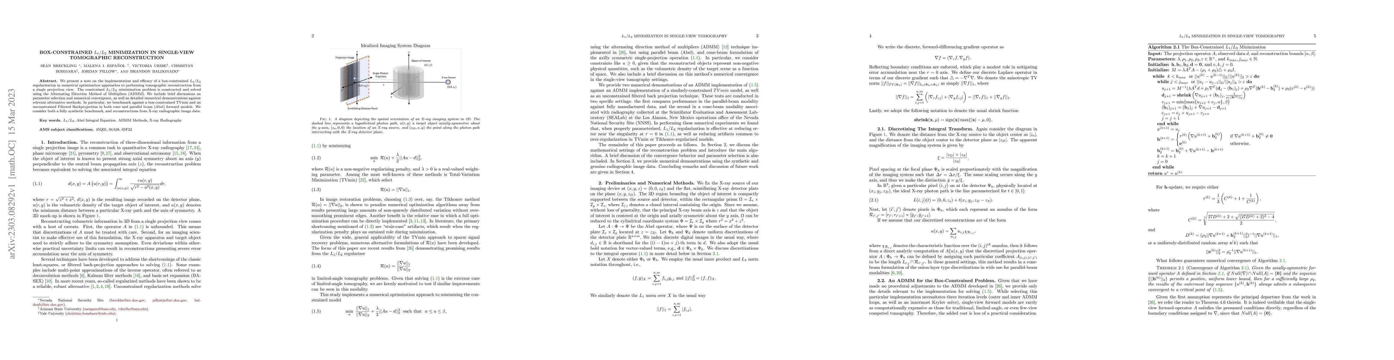 Thumbnail for Box-Constrained $L_1/L_2$ Minimization in Single-View Tomographic
  Reconstruction