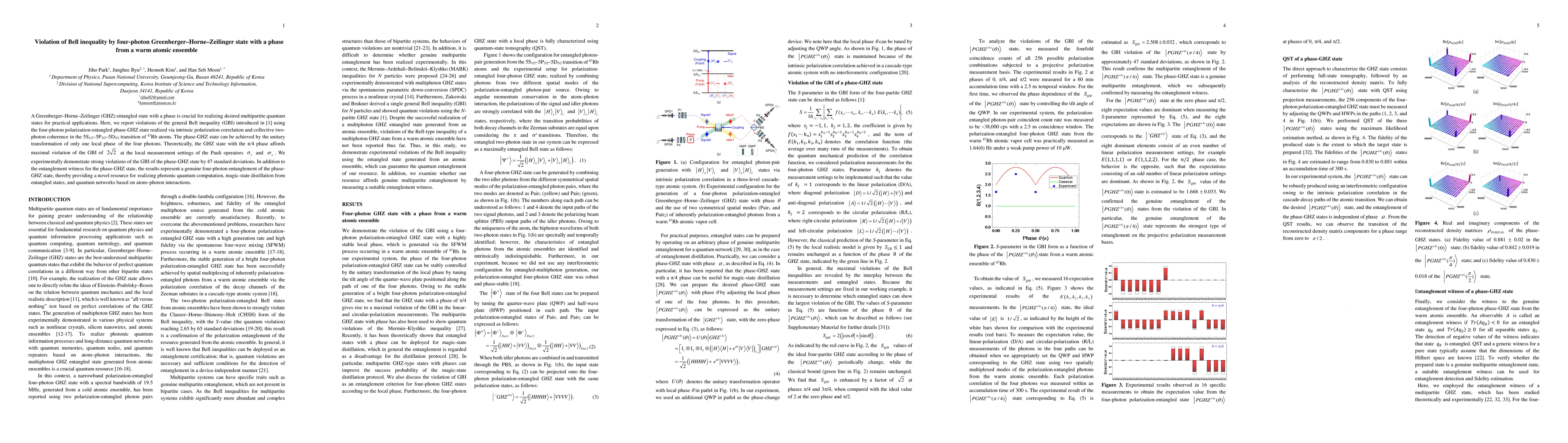 Thumbnail for Violation of Bell inequality by four photon Greenberger Horne Zeilinger
  state with a phase from a warm atomic ensemble