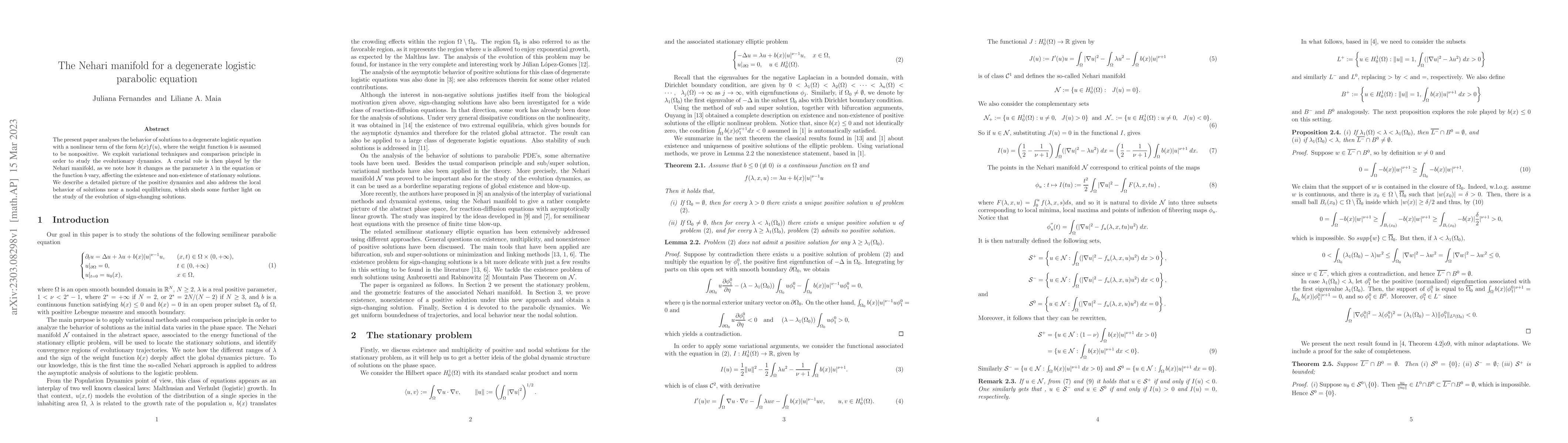 Thumbnail for The Nehari manifold for a degenerate logistic parabolic equation