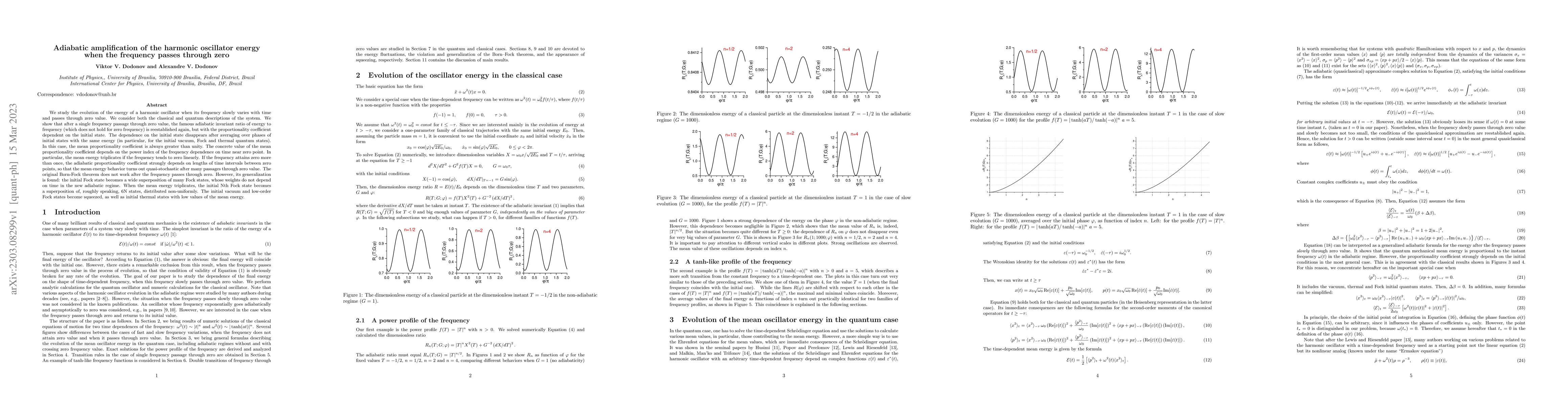 Thumbnail for Adiabatic amplification of the harmonic oscillator energy when the
  frequency passes through zero