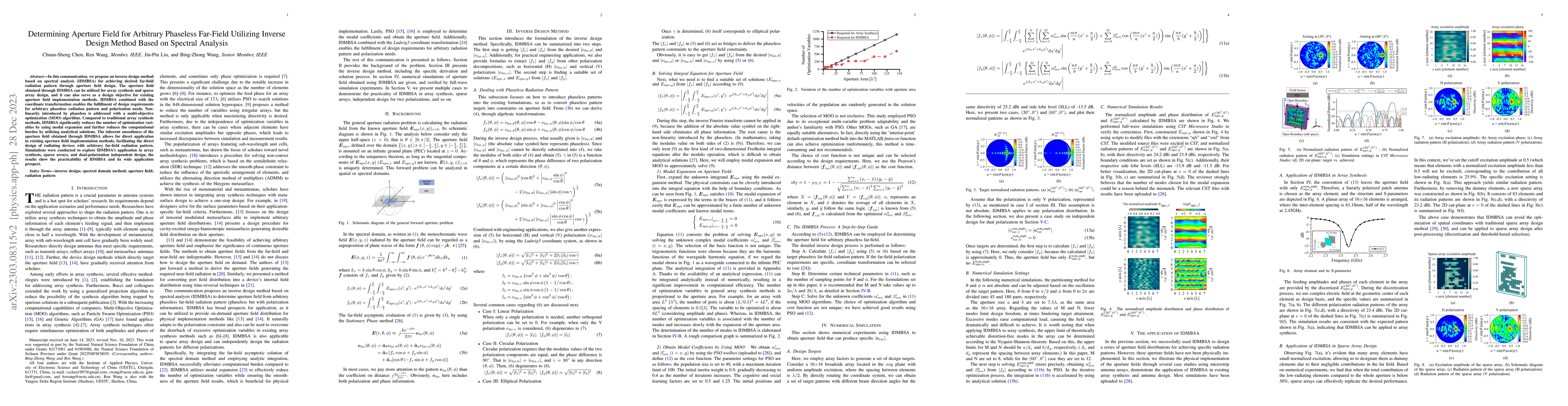 Thumbnail for Determining Aperture Field for Arbitrary Phaseless Far-Field Utilizing
  Inverse Design Method Based on Spectral Analysis