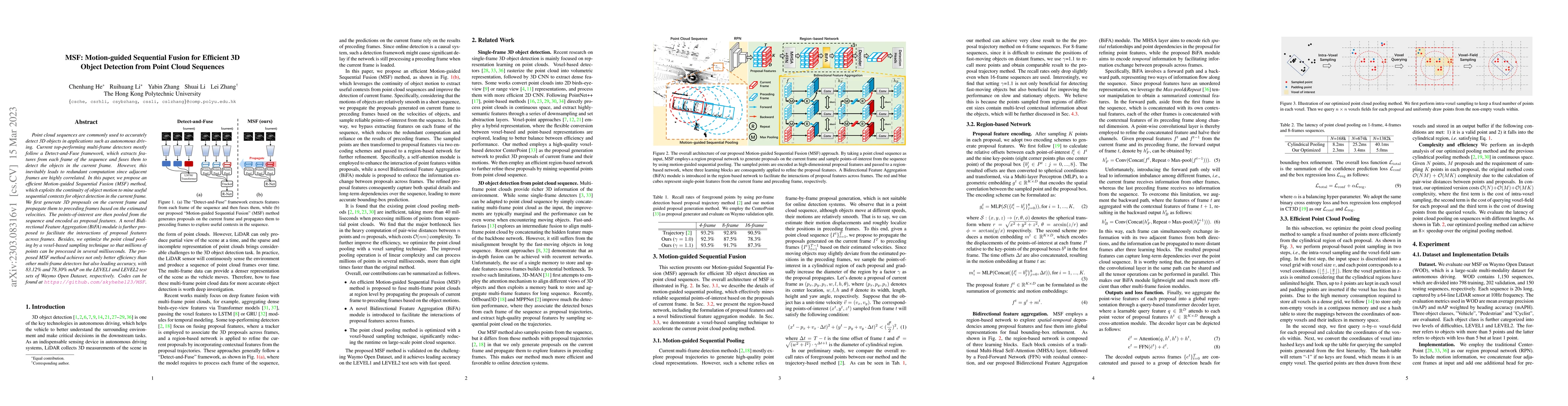 Thumbnail for MSF: Motion-guided Sequential Fusion for Efficient 3D Object Detection
  from Point Cloud Sequences
