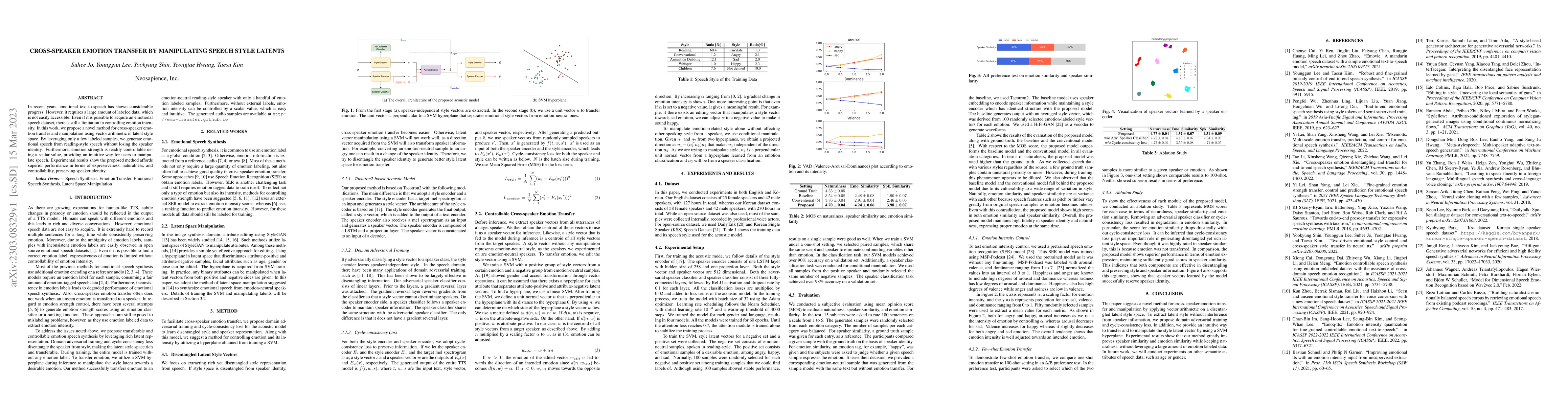 Thumbnail for Cross-speaker Emotion Transfer by Manipulating Speech Style Latents