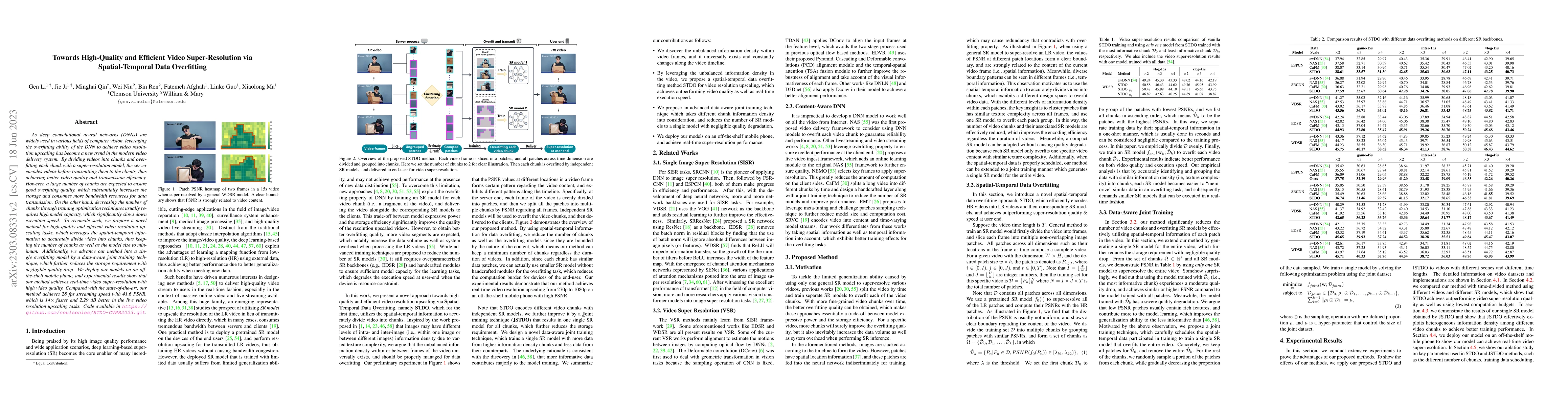 Thumbnail for Towards High-Quality and Efficient Video Super-Resolution via
  Spatial-Temporal Data Overfitting